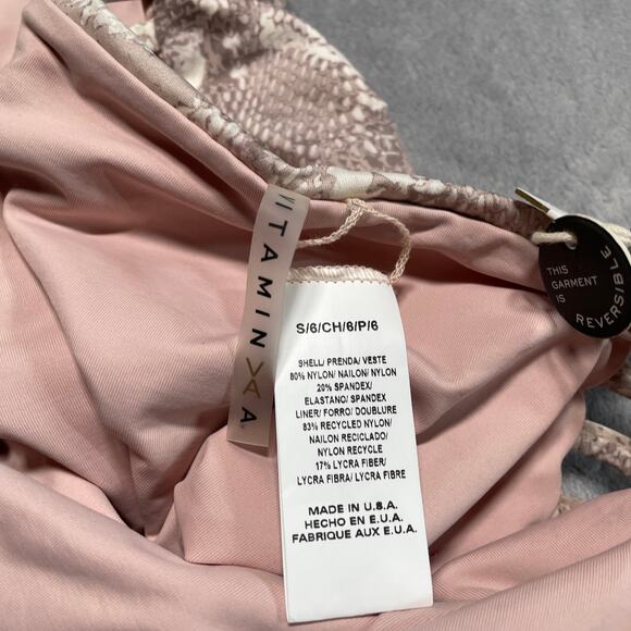 Vitamin A Bianca One Piece Swimsuit Womens Small Pink Snakeskin Reversible New - Picture 4 of 11